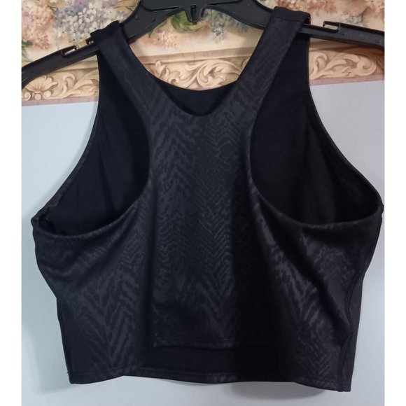 Athleta Small Black Embossed Conscious Crop Yoga Gym Active Athleisure Sports Br - Picture 4 of 6